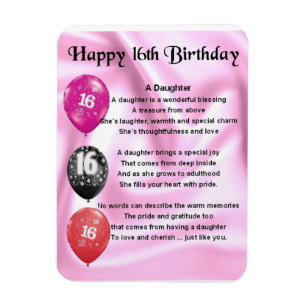 16th Birthday Daughter Poem Magnet