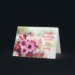 16th Birthday Day Pink Flowers Add A Name Card<br><div class="desc">Add a name to personalise a lovely card. A wonderful 16th birthday card. Pink hellebore flowers,  also known as the christmas rose,  set against a background of red leaves from the cotinus shrub.</div>