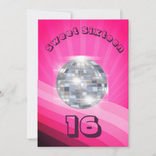 16th Birthday Disco Dance Music Pink Invitation