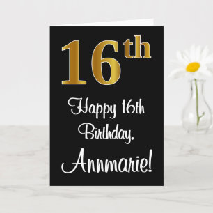 16th Birthday ~ Elegant Luxurious Faux Gold Look # Card