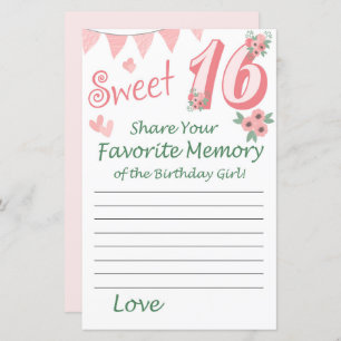 16th birthday Favourite Memory of the Birthday Gir