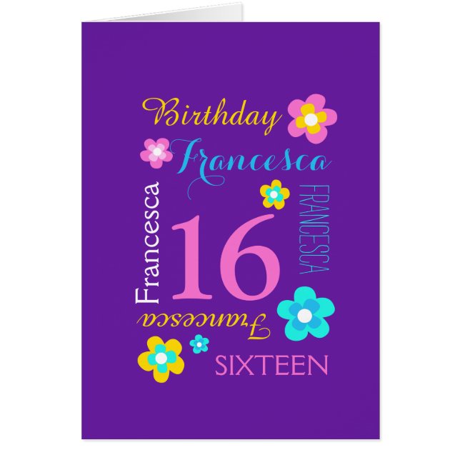 16th birthday flower custom aqua pink purple (Front)