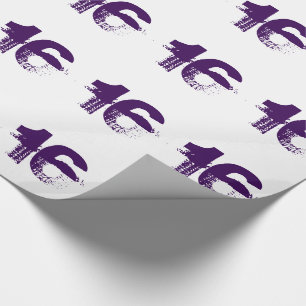 16th birthday for anyone, purple on white. wrapping paper