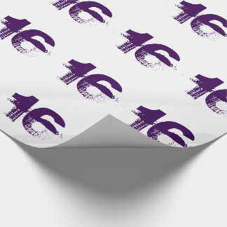 16th birthday for anyone, purple on white. wrapping paper