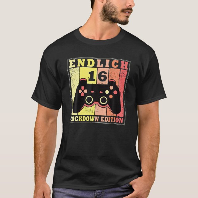 16Th Birthday Gift Level 16 Lockdown Edition Retro T-Shirt (Front)