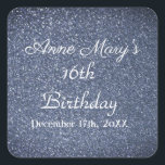 16th Birthday Glittery Sparkle Custom Dusty Blue Square Sticker<br><div class="desc">Designed with bright and colourful glittery blue sparkle background! You may change the custom texts as you wish.</div>