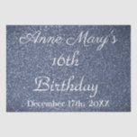 16th Birthday Glittery Sparkle Custom Dusty Blue Tissue Paper<br><div class="desc">Designed with bright and colourful glittery blue sparkle background! You may change the custom texts as you wish.</div>