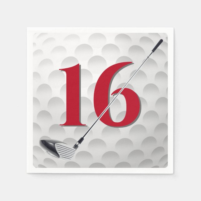 16th Birthday Golf Club Napkins (Front)