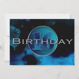 16th BIRTHDAY INVITATION - ABSTRACT BLUES