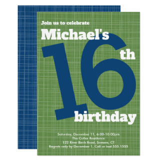 birthday 16th invitation invitations accent boy boys teen announcements zazzle