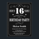 16th Birthday Invitation Chalkboard<br><div class="desc">16th Birthday Invitation Chalkboard. Black and White Background. Adult Birthday. Male Men or Women Birthday. Kids Boy or Girl Lady Teen Teenage Bday Invite. 13th 15th 16th 18th 20th 21st 30th 40th 50th 60th 70th 80th 90th 100th. Any Age. For further customisation, please click the "Customise it" button and use...</div>