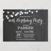 16th Birthday Invitation Chalkboard