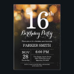 16th Birthday Invitation Gold Glitter<br><div class="desc">16th Birthday Invitation with Gold String Lights with Gold Glitter Background. Gold Birthday. Kids Birthday. Boy or Girl Bday Invite. 13th 15th 16th 18th 20th 21st 30th 40th 50th 60th 70th 80th 90th 100th, Any age. For further customisation, please click the "Customise it" button and use our design tool to...</div>