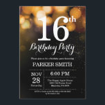 16th Birthday Invitation Gold Glitter<br><div class="desc">16th Birthday Invitation with Gold String Lights with Gold Glitter Background. Gold Birthday. Kids Birthday. Boy or Girl Bday Invite. 13th 15th 16th 18th 20th 21st 30th 40th 50th 60th 70th 80th 90th 100th, Any age. For further customisation, please click the "Customise it" button and use our design tool to...</div>