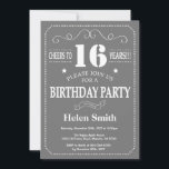 16th Birthday Invitation Grey and White<br><div class="desc">16th Birthday Invitation Grey and White Typography. Grey and White Background. Kids Birthday. Male Men or Women Birthday. Kids Boy or Girl Lady Teen Teenage Bday Invite. 13th 15th 16th 18th 20th 21st 30th 40th 50th 60th 70th 80th 90th 100th. Any Age. For further customisation, please click the "Customise it"...</div>