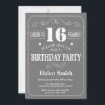 16th Birthday Invitation Grey and White<br><div class="desc">16th Birthday Invitation Grey and White Typography. Grey and White Background. Kids Birthday. Male Men or Women Birthday. Kids Boy or Girl Lady Teen Teenage Bday Invite. 13th 15th 16th 18th 20th 21st 30th 40th 50th 60th 70th 80th 90th 100th. Any Age. For further customisation, please click the "Customise it"...</div>