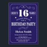 16th Birthday Invitation Navy Blue and White<br><div class="desc">16th Birthday Invitation Navy Blue and White Typography. Navy Blue and White Background. Kids Birthday. Male Men or Women Birthday. Kids Boy or Girl Lady Teen Teenage Bday Invite. 13th 15th 16th 18th 20th 21st 30th 40th 50th 60th 70th 80th 90th 100th. Any Age. For further customisation, please click the...</div>