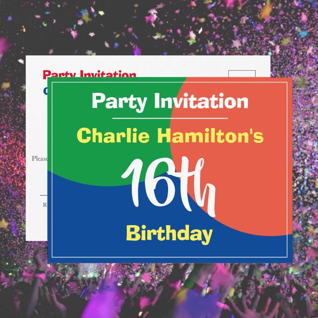 16th Birthday Invitation Postcard (Creator Uploaded)