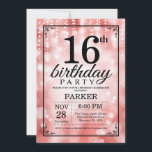 16th Birthday Invitation Red Glitter<br><div class="desc">16th Birthday Invitation with Red String Lights with Red Glitter Background. Red Birthday. Kids Birthday. Boy or Girl Bday Invite. 13th 15th 16th 18th 20th 21st 30th 40th 50th 60th 70th 80th 90th 100th, Any age. For further customisation, please click the "Customise it" button and use our design tool to...</div>