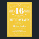 16th Birthday Invitation Yellow and White<br><div class="desc">16th Birthday Invitation Yellow and White Typography. Yellow and White Background. Kids Birthday. Male Men or Women Birthday. Kids Boy or Girl Lady Teen Teenage Bday Invite. 13th 15th 16th 18th 20th 21st 30th 40th 50th 60th 70th 80th 90th 100th. Any Age. For further customisation, please click the "Customise it"...</div>
