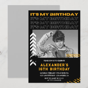 16th birthday invitations Men Photo Spray paint