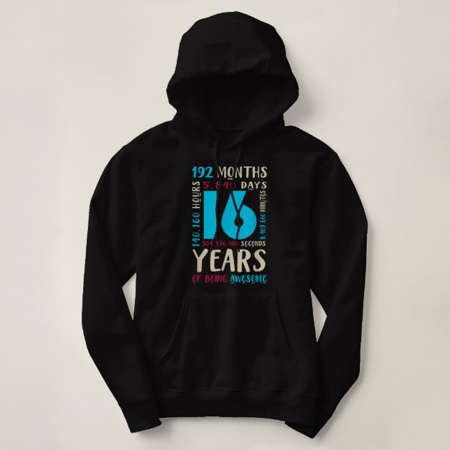 16th Birthday  Kids Gift 16 Year Old Boys Girls Si Hoodie (Design Front)