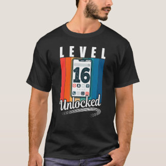 16th birthday level 16 years retro mobile phone sm T-Shirt