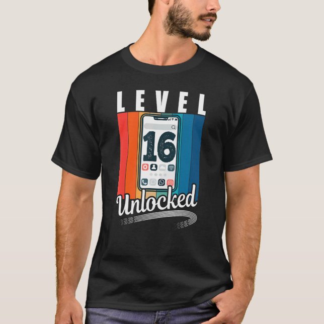 16th birthday level 16 years retro mobile phone sm T-Shirt (Front)