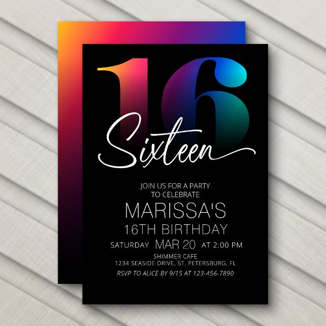 16th Birthday Modern Invitation (Creator Uploaded)