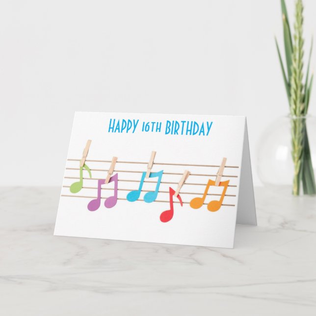 **16th BIRTHDAY** MUSICAL NOTES BIRTHDAY WISHES (Front)