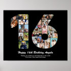 16th Birthday Number 16 Custom Photo Collage