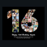 16th Birthday Number 16 Custom Photo Collage Poster<br><div class="desc">Mark years of wonderful memories and adventures with this captivating 16th Birthday Number Photo Collage. This customisable template is the perfect blend of creativity and sentiment, allowing you to create a truly memorable and personalised gift for your loved one's special day. Capture the essence of incredible years in a single...</div>