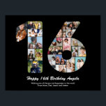 16th Birthday Number 16 Custom Photo Collage Poster<br><div class="desc">Mark years of wonderful memories and adventures with this captivating 16th Birthday Number Photo Collage. This customisable template is the perfect blend of creativity and sentiment, allowing you to create a truly memorable and personalised gift for your loved one's special day. Capture the essence of incredible years in a single...</div>