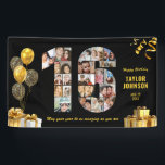 16th Birthday Number 16 Photo Collage Black Gold Banner<br><div class="desc">Make a big statement on their big day with this Custom Photo Collage Birthday Party Banner. Turn your favorite memories into a stunning visual celebration. Featuring a bold number-shaped photo collage, this design allows you to showcase a lifetime of highlights or the best moments from the past year. Whether it’s...</div>