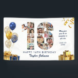 16th Birthday Number 16 Photo Collage White Gold Banner<br><div class="desc">Make a big statement on their big day with this Custom Photo Collage Birthday Party Banner. Turn your favorite memories into a stunning visual celebration. Featuring a bold number-shaped photo collage, this design allows you to showcase a lifetime of highlights or the best moments from the past year. Whether it’s...</div>