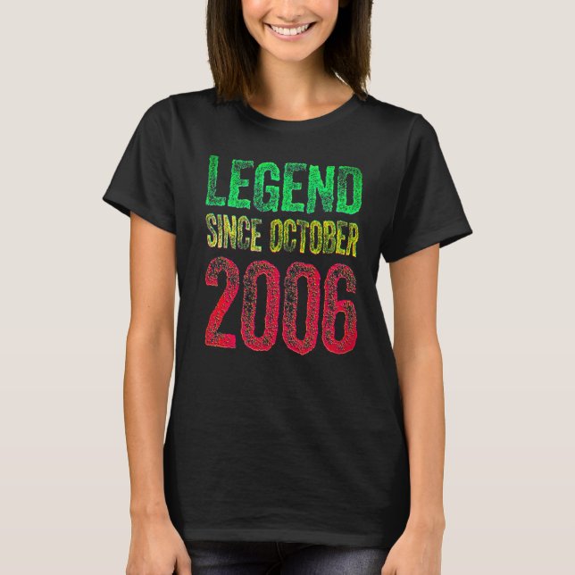 16th Birthday October Born 16 Years Legend Since 2 T-Shirt (Front)