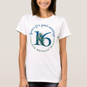 16th Birthday Or Anniversary Peacock Feathers T-Shirt