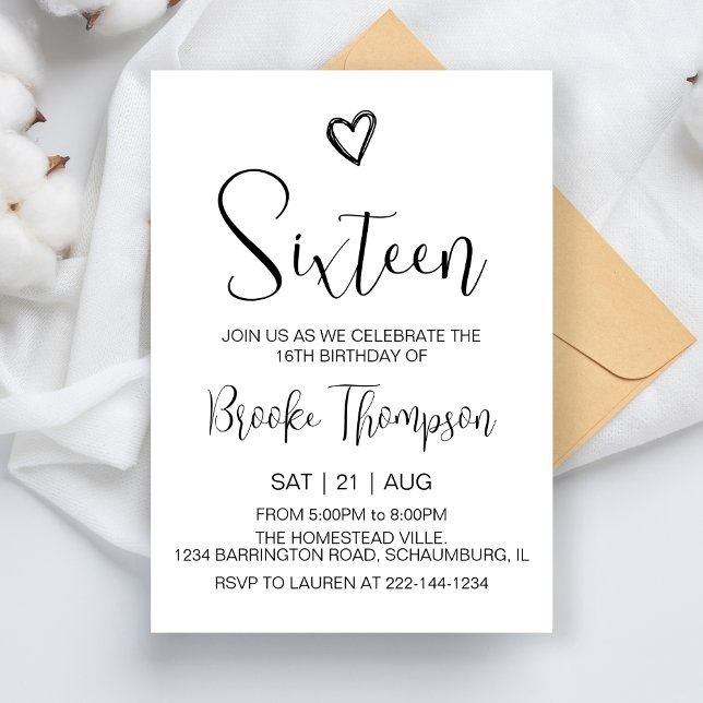 16th Birthday Party 16 Year Old Birthday Girl Boy Invitation (Creator Uploaded)
