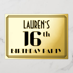 16th Birthday Party: Art Deco Look “16” and Name