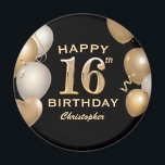 16th Birthday Party Black and Gold Balloons Magnet<br><div class="desc">16th Birthday Party Black and Gold Balloons and Confetti Magnet. For further customisation,  please click the "Customise it" button and use our design tool to modify this template.</div>