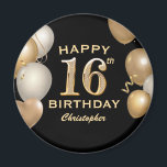 16th Birthday Party Black and Gold Balloons Magnet<br><div class="desc">16th Birthday Party Black and Gold Balloons and Confetti Magnet. For further customisation,  please click the "Customise it" button and use our design tool to modify this template.</div>