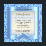 16th Birthday Party | Blue, Silver & White Verder Invitation<br><div class="desc">16th Birthday Party invitation templates. A modern design ready to customise for your party or event. Customise the front and back with your event details, font style, font colour. This elegant design works well for a birthday party, engagement party, anniversary, cocktail party, graduations, retirements, weddings, showers, corporate events, black tie...</div>