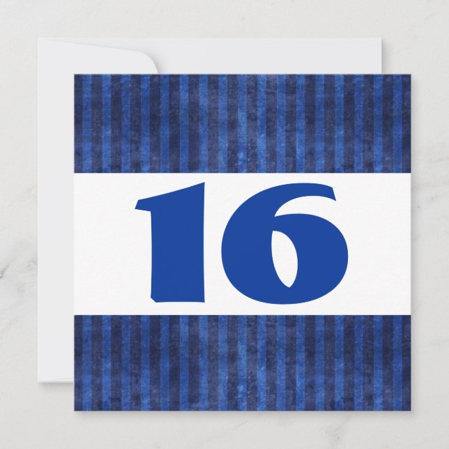 16th Birthday Party Blue Stripes Modern W864 Invitation (Front)