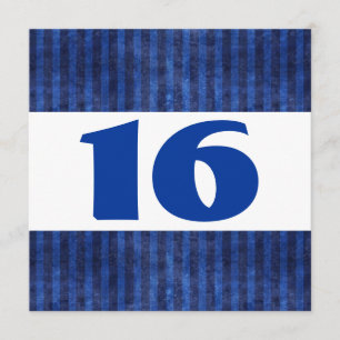16th Birthday Party Blue Stripes Modern W864 Invitation