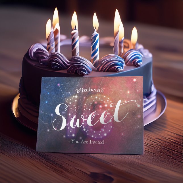 16th Birthday Party Chic Galaxy Star Constellation Invitation (Creator Uploaded)