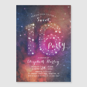 16th Birthday Party Chic Galaxy Star Constellation Magnetic Invitation