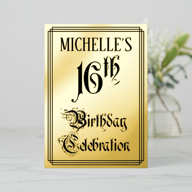 16th Birthday Party — Elegant Script + Custom Name (Standing Front)