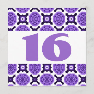 16th Birthday Party Festive Purple Flowers W933 Invitation