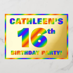 16th Birthday Party — Fun, Rainbow Spectrum “16”