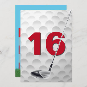 16th Birthday Party Golf Theme Invitation